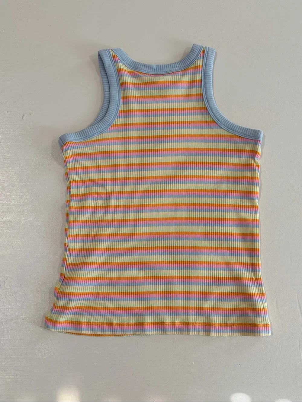 Old Navy Pastel Striped Ribbed Tank with Light Blue Trim